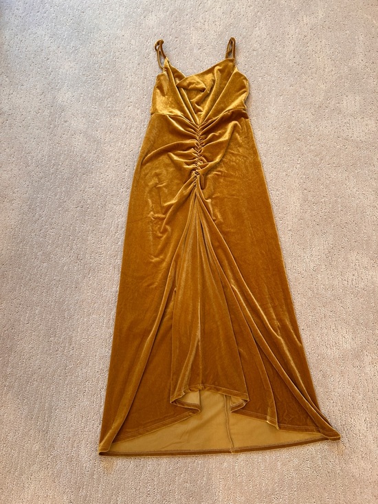 Zara Collection Dresses & Skirts - Zara Gold Velvet Ruched Maxi Slip Dress